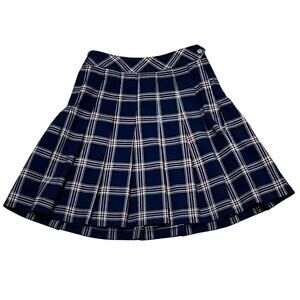 Tartan Plaid Mini Skirt Women's 0 Navy W24 L14 Schoolgirl H&M Flannel Pleated